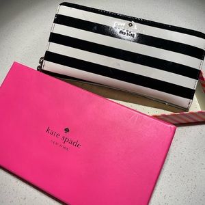 Kate Spade Striped Zip Around Wallet